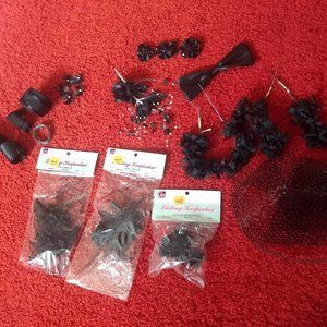 3/$25 vintage 80s black floral craft bundle NWOT